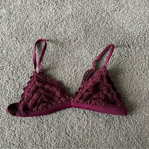 Burgundy lace bikini top